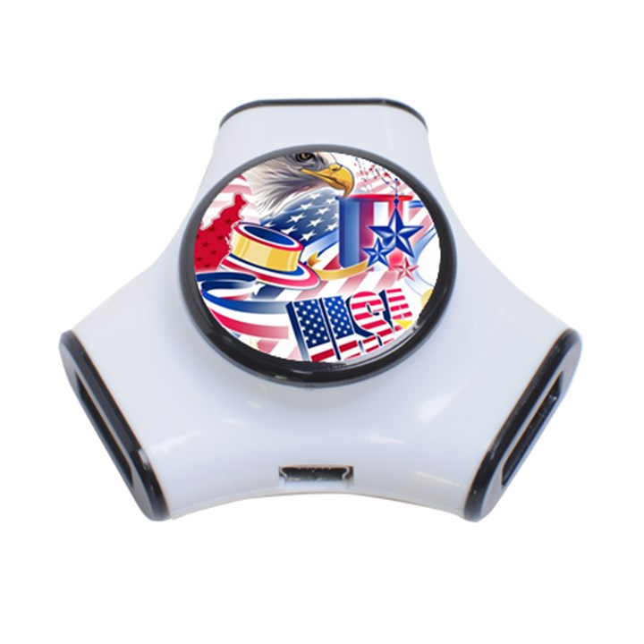 United States Of America Usa  Images Independence Day 3-Port USB Hub