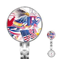 United States Of America Usa  Images Independence Day Stainless Steel Nurses Watch by Ket1n9