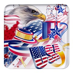 Independence Day United States Of America Square Glass Fridge Magnet (4 Pack)