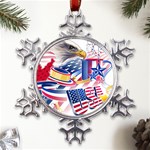 Independence Day United States Of America Metal Large Snowflake Ornament Front