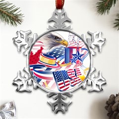 Independence Day United States Of America Metal Small Snowflake Ornament by Ket1n9