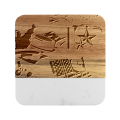 United States Of America Usa  Images Independence Day Marble Wood Coaster (square) by Ket1n9