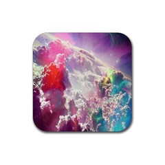 Clouds Multicolor Fantasy Art Skies Rubber Coaster (square) by Ket1n9