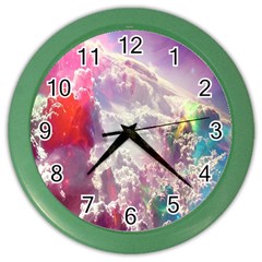 Clouds Multicolor Fantasy Art Skies Color Wall Clock by Ket1n9