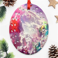 Clouds Multicolor Fantasy Art Skies Oval Filigree Ornament (two Sides)