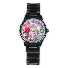 Clouds Multicolor Fantasy Art Skies Stainless Steel Round Watch by Ket1n9