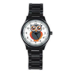 Owl Logo Stainless Steel Round Watch by Ket1n9