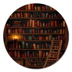 Books Library Magnet 5  (round) by Ket1n9