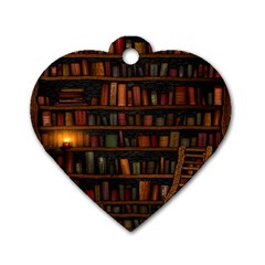 Books Library Dog Tag Heart (two Sides)