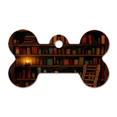 Books Library Dog Tag Bone (two Sides)