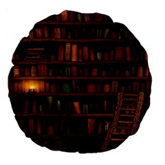 Books Library Large 18  Premium Round Cushions by Ket1n9