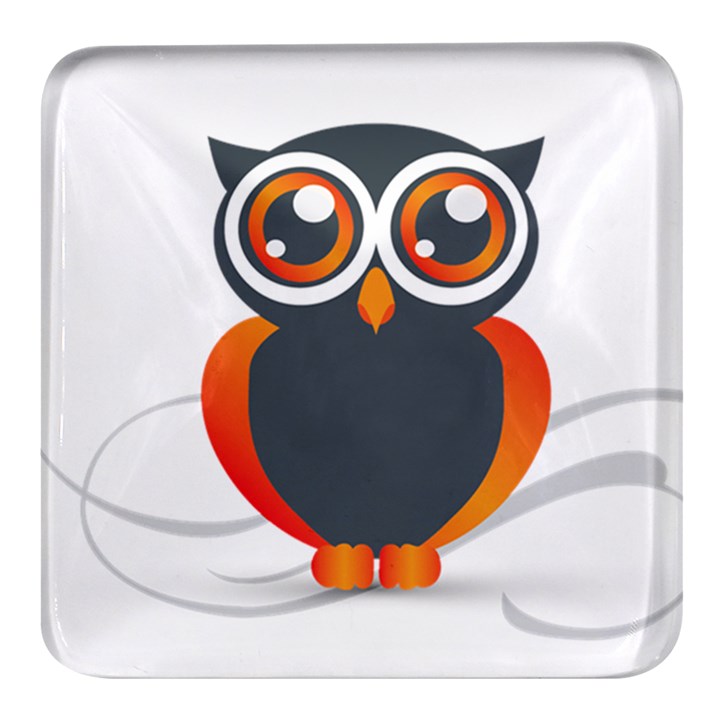 Owl Logo Square Glass Fridge Magnet (4 pack)