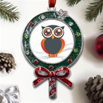 Owl Logo Metal X Mas Lollipop with Crystal Ornament Front