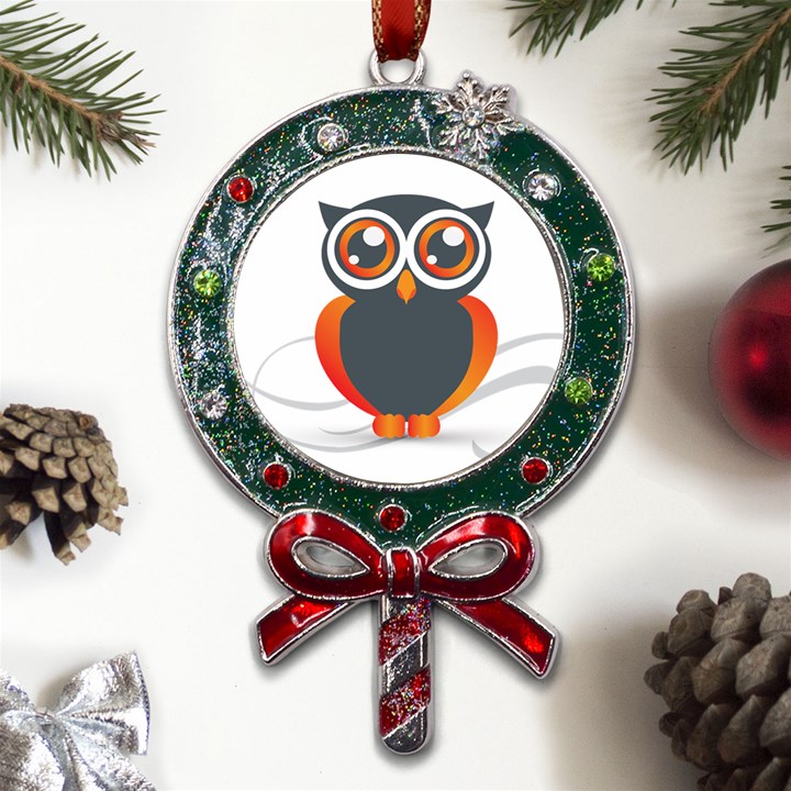 Owl Logo Metal X Mas Lollipop with Crystal Ornament