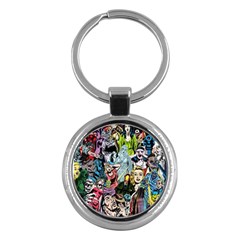 Vintage Horror Collage Pattern Key Chain (round) by Ket1n9