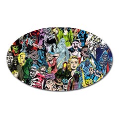 Vintage Horror Collage Pattern Oval Magnet by Ket1n9