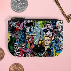 Vintage Horror Collage Pattern Mini Coin Purse by Ket1n9