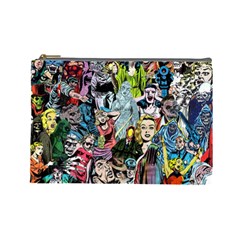 Vintage Horror Collage Pattern Cosmetic Bag (large) by Ket1n9