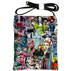 Vintage Horror Collage Pattern Shoulder Sling Bag by Ket1n9