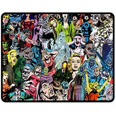 Vintage Horror Collage Pattern Fleece Blanket (medium) by Ket1n9