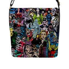 Vintage Horror Collage Pattern Flap Closure Messenger Bag (l) by Ket1n9