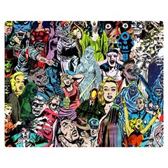 Vintage Horror Collage Pattern Two Sides Premium Plush Fleece Blanket (medium) by Ket1n9