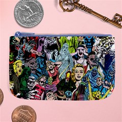 Vintage Horror Collage Pattern Large Coin Purse by Ket1n9