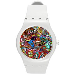 Art Color Dark Detail Monsters Psychedelic Round Plastic Sport Watch (m) by Ket1n9