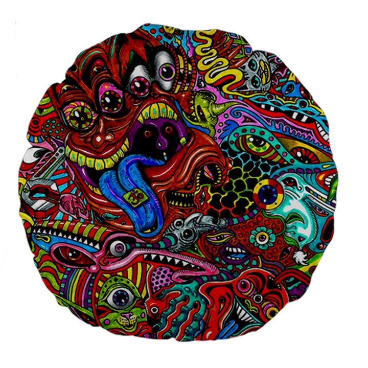 Art Color Dark Detail Monsters Psychedelic Large 18  Premium Round Cushions