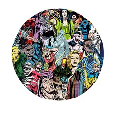 Vintage Horror Collage Pattern Mini Round Pill Box by Ket1n9