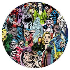 Vintage Horror Collage Pattern Round Trivet by Ket1n9