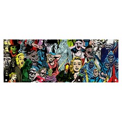 Vintage Horror Collage Pattern Banner And Sign 8  X 3  by Ket1n9