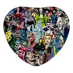 Vintage Horror Collage Pattern Heart Glass Fridge Magnet (4 Pack) by Ket1n9