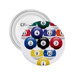 Racked Billiard Pool Balls 2.25  Buttons Front