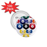 Racked Billiard Pool Balls 1.75  Buttons (100 pack)  Front