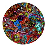 Art Color Dark Detail Monsters Psychedelic Round Glass Fridge Magnet (4 pack) Front