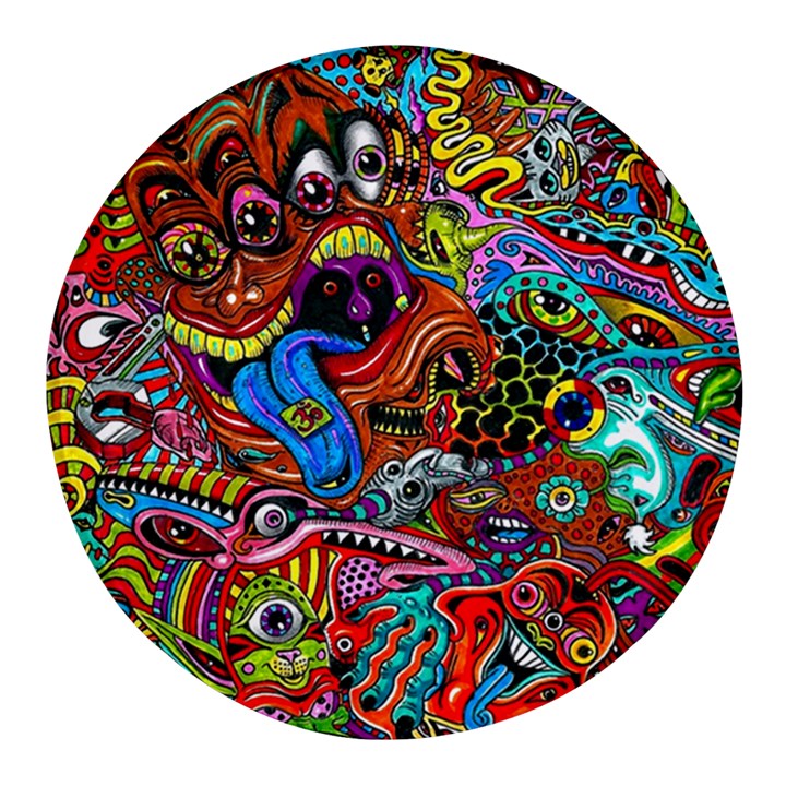 Art Color Dark Detail Monsters Psychedelic Round Glass Fridge Magnet (4 pack)