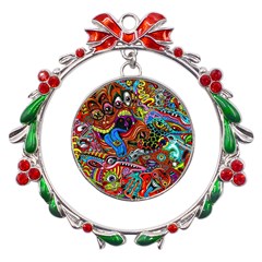 Art Color Dark Detail Monsters Psychedelic Metal X mas Wreath Ribbon Ornament by Ket1n9