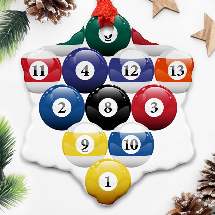 Racked Billiard Pool Balls Ornament (Snowflake)