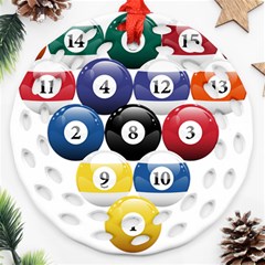 Racked Billiard Pool Balls Round Filigree Ornament (two Sides) by Ket1n9