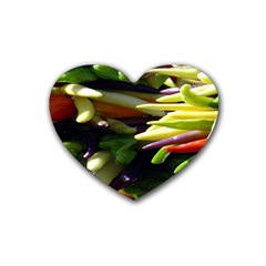 Bright Peppers Rubber Coaster (heart) by Ket1n9