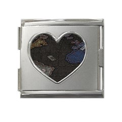 World Map Mega Link Heart Italian Charm (18mm) by Ket1n9