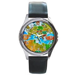 World Map Round Metal Watch by Ket1n9