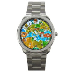 World Map Sport Metal Watch