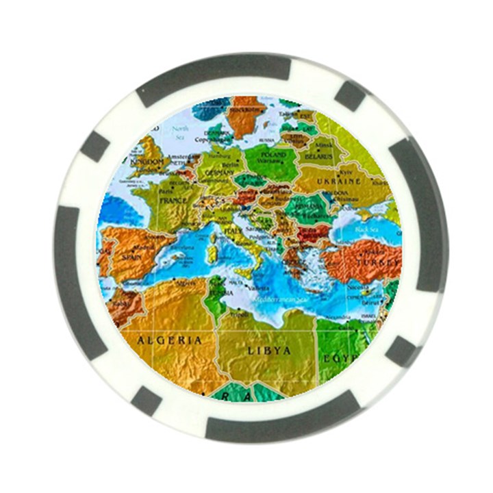 World Map Poker Chip Card Guard