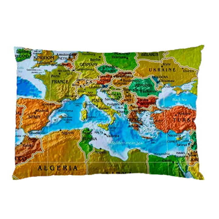 World Map Pillow Case