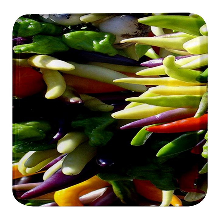 Bright Peppers Square Glass Fridge Magnet (4 pack)