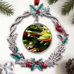 Bright Peppers Metal X mas Wreath Holly Leaf Ornament by Ket1n9