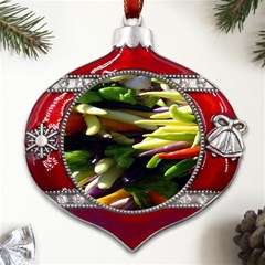 Bright Peppers Metal Snowflake And Bell Red Ornament by Ket1n9