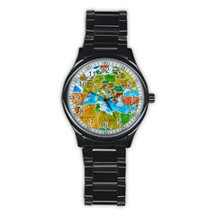 World Map Stainless Steel Round Watch by Ket1n9